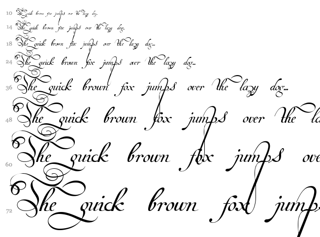 Van den Velde Script font waterfall